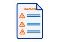 Icon of paper list showing hazard symbols