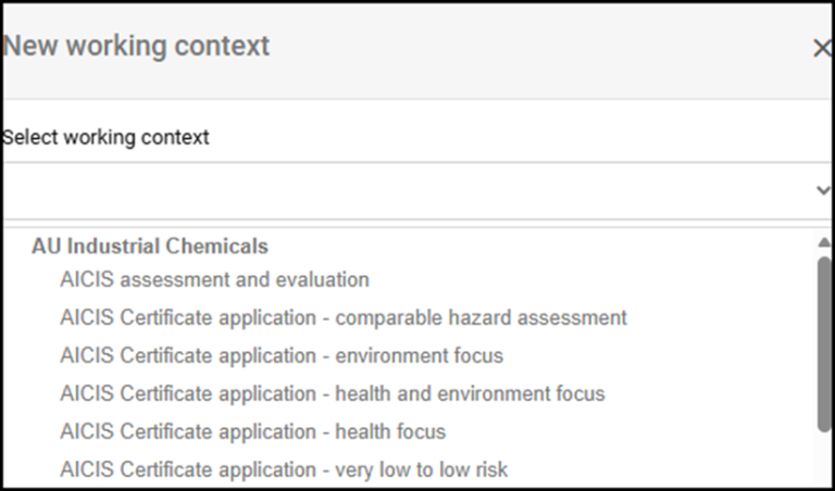 " "This image is a screenshot of the IUCLID screen for application type"