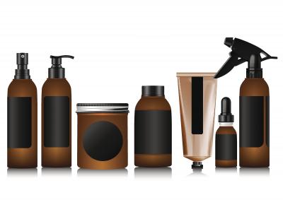 Cosmetic packaging with blank labels