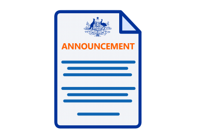 Icon of a page with announcement heading and government logo