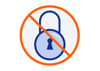 Icon of a lock in a circle with a line through it