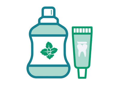 Icon of mouthwash and toothpaste