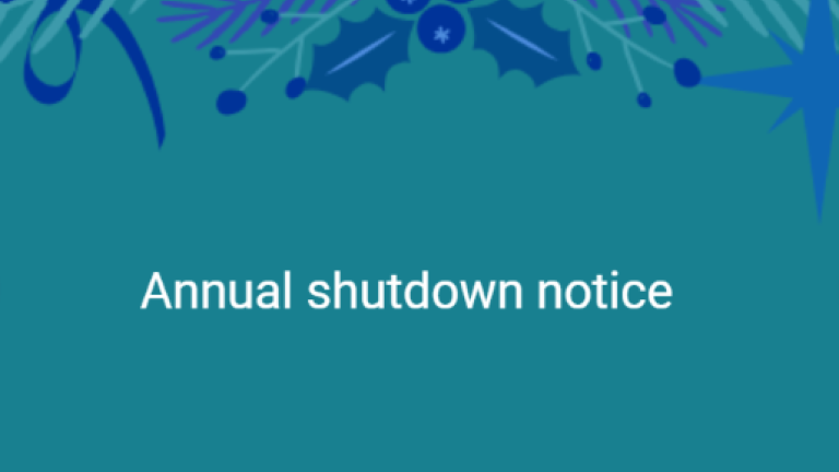 Christmas background and text - annual shutdown notice 