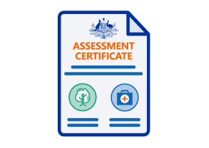 Icon of a certificate with Australian Government coat of arms