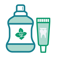 Icon of mouthwash and toothpaste