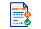 Icon of a page with text spelling 'conditions' and tick and cross symbols